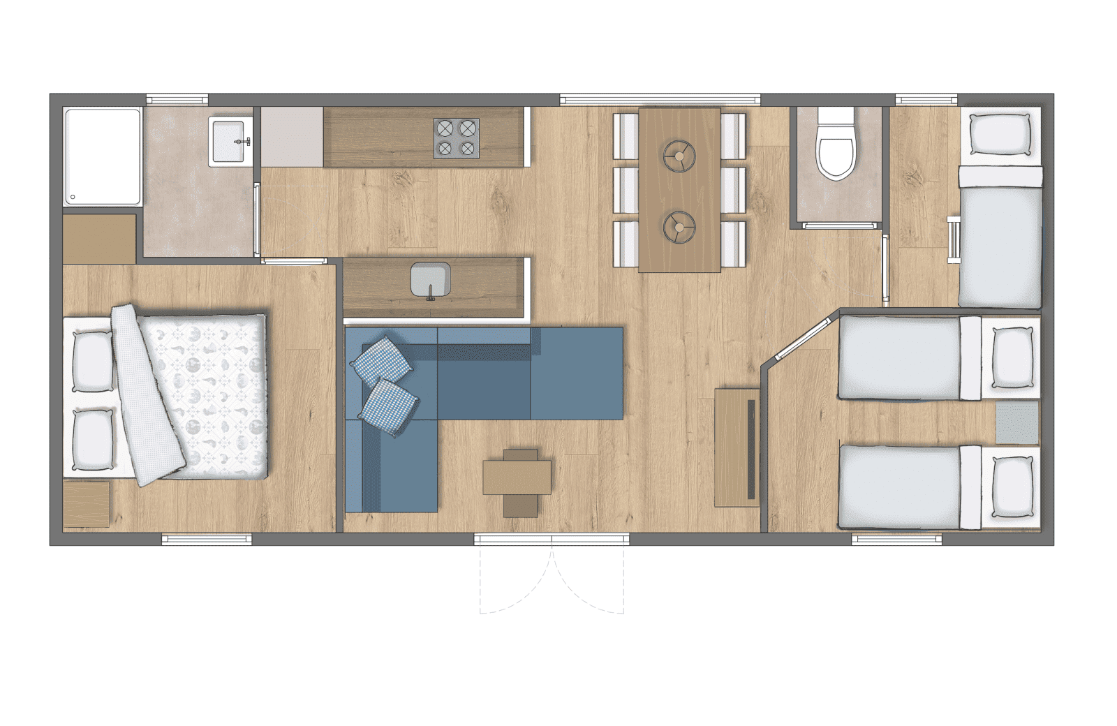 Fien en teun boerderijtje 6 personen plattegrond