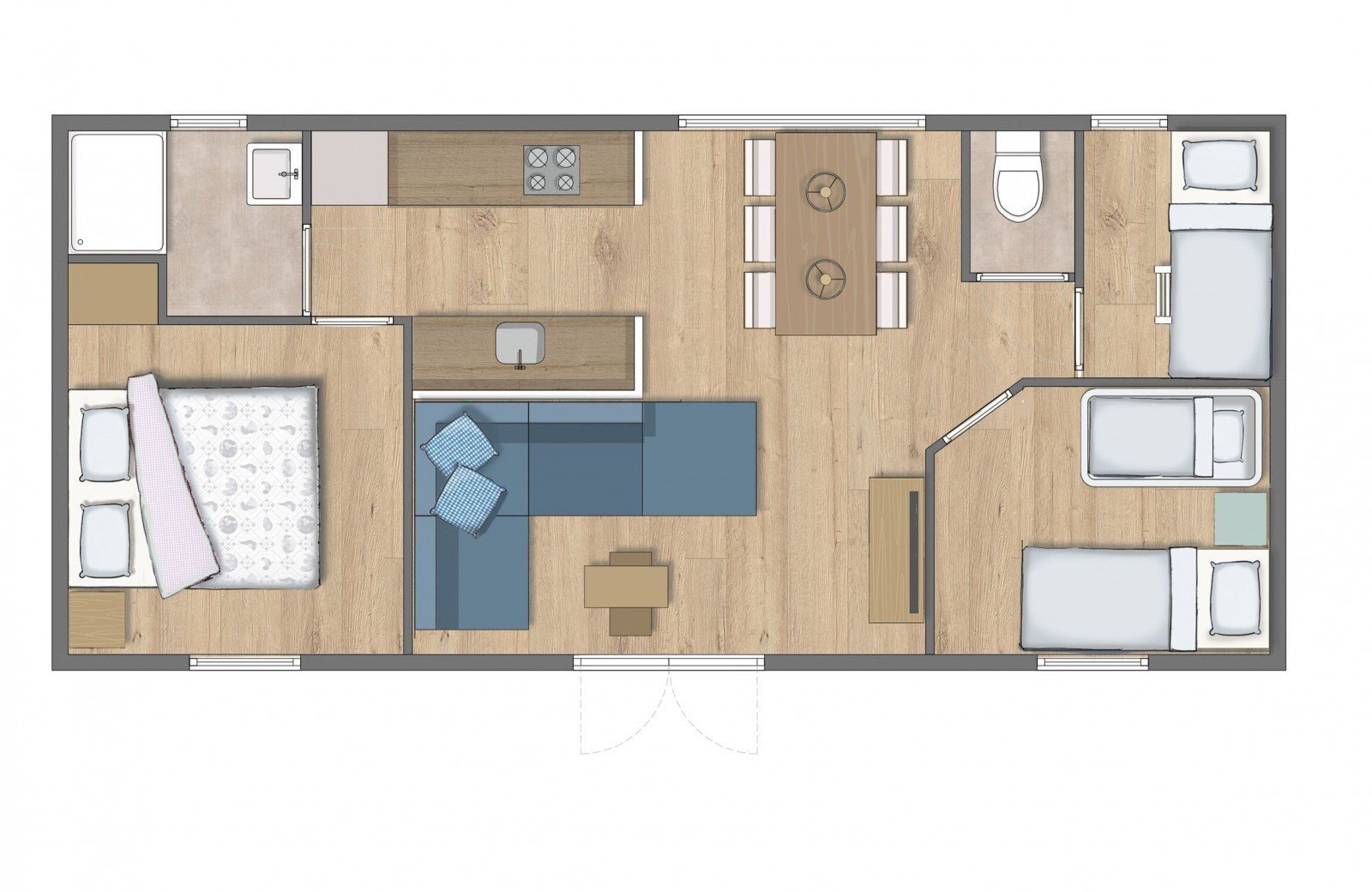 Plattegrond fien en teun boerderij met babybed