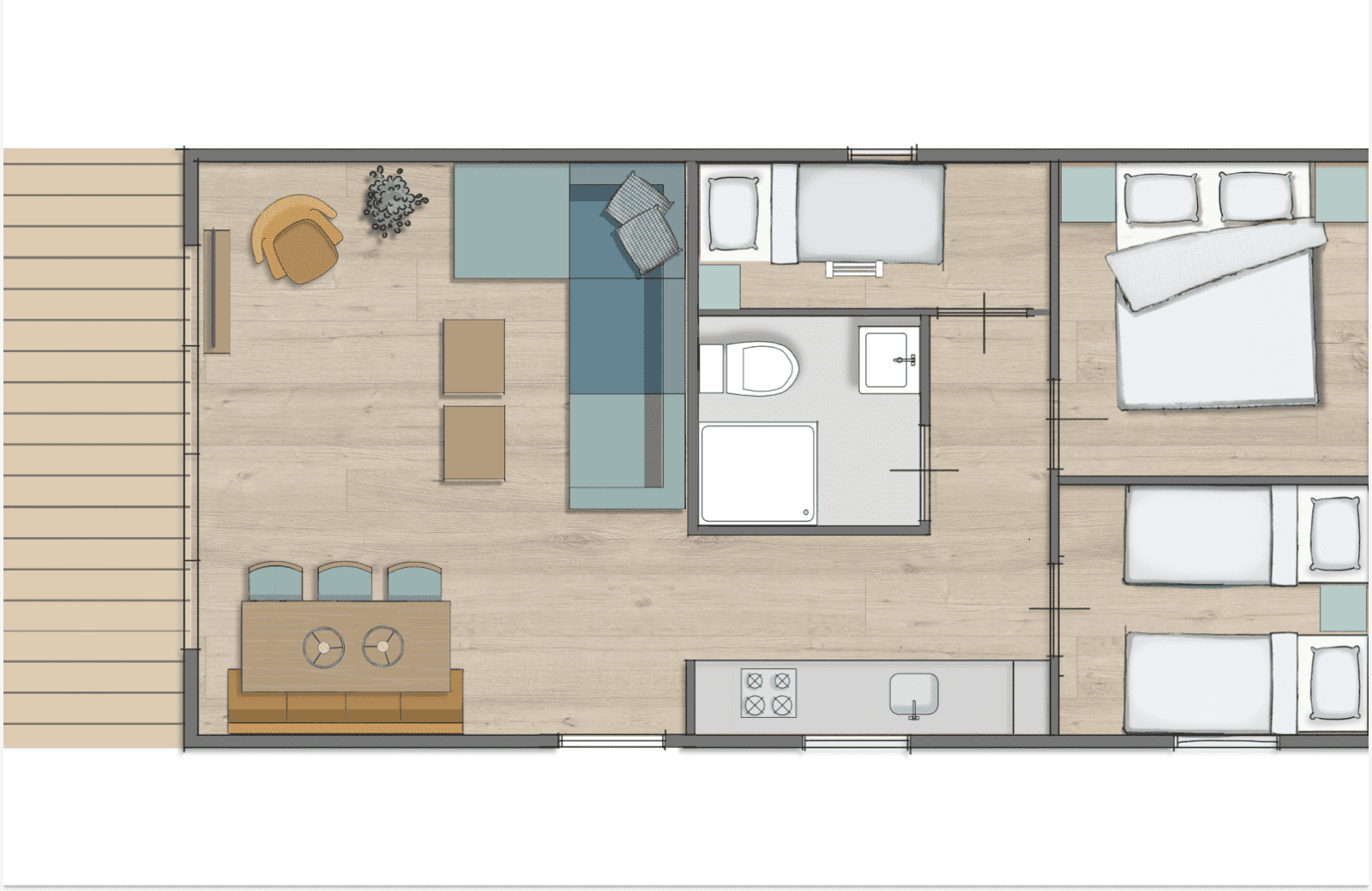 Kinderdijk cottage 6 personen plattegrond
