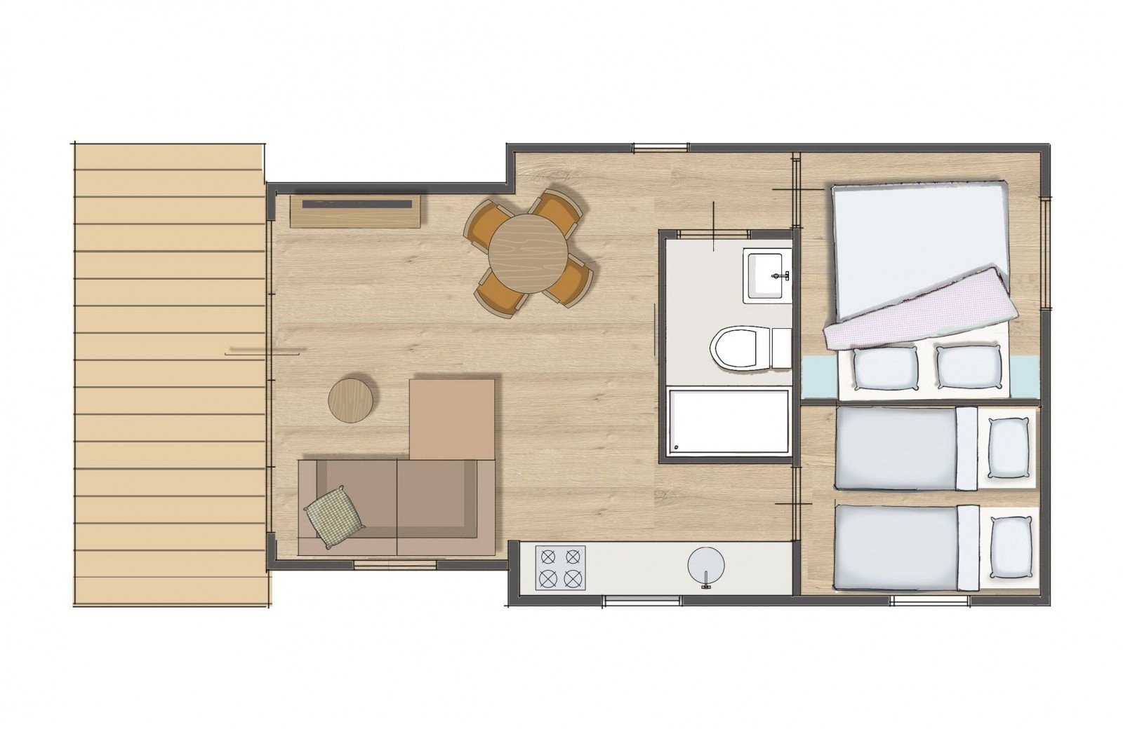 Plattegrond biesboschchalet 4 personen