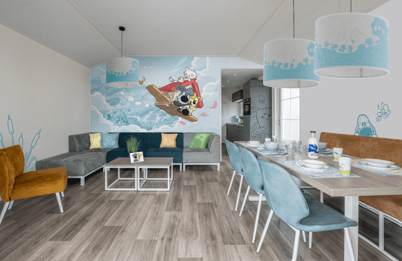 Woezel en pip cottage 6 personen leefruimte